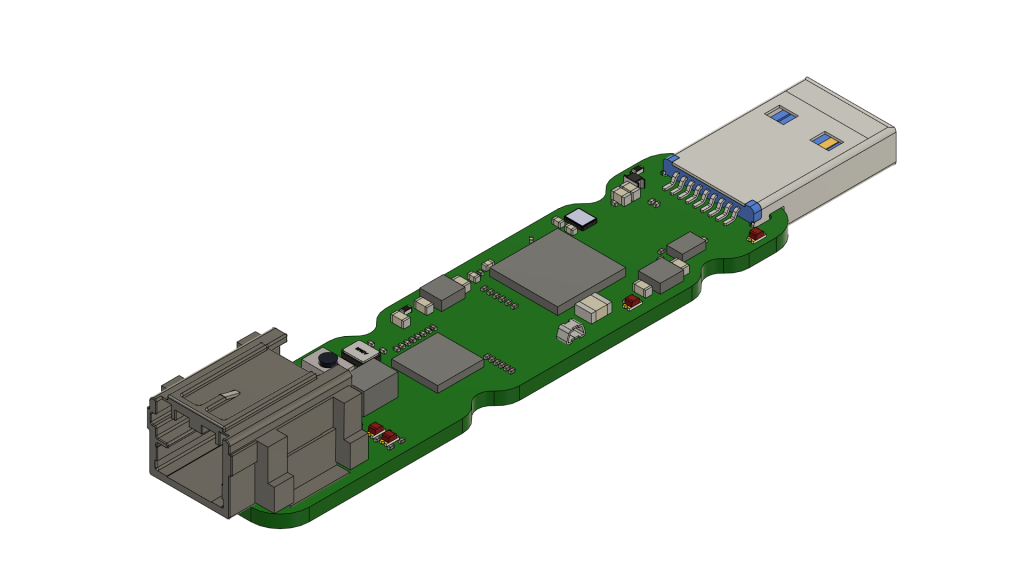 PCB side CruEther Automotive Ethernet Converter 100BASE-T1 to USB